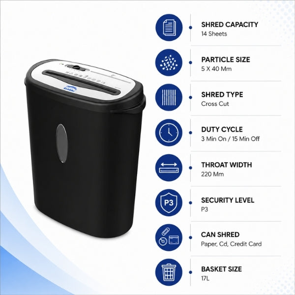 GS14 CD Cross-Cut Paper Shredder