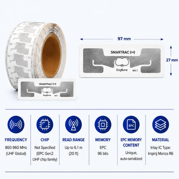 RFID UHF DogBone Label Tag