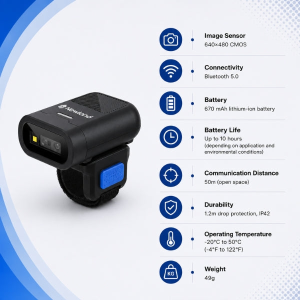 NLS-BS20 2D Wireless Wearable Ring barcode scanner | Bluetooth