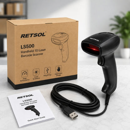 RETSOL -LS500 Handheld 1D Wired Laser Barcode Scanner