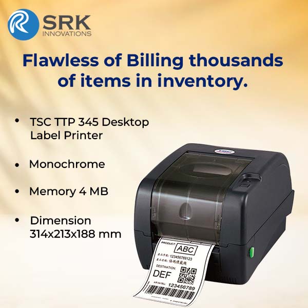 TSC TTP 345 Thermal Transfer Label Printer | 4 inch | 300 dpi | USB+BT | 1 year warranty