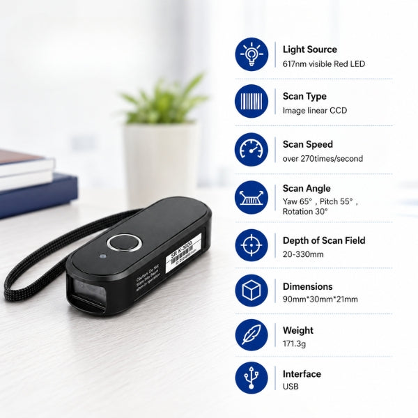 Bluetooth Portable Barcode Scanner |SRK-M40 1d| USB