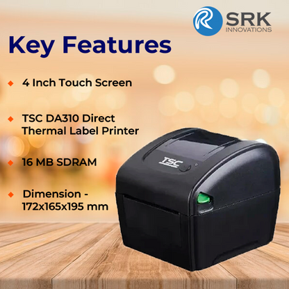 TSC DA310 Direct Thermal Label Printer | 4 inch | 300 dpi | USB+Bluetooth | 1 year warranty