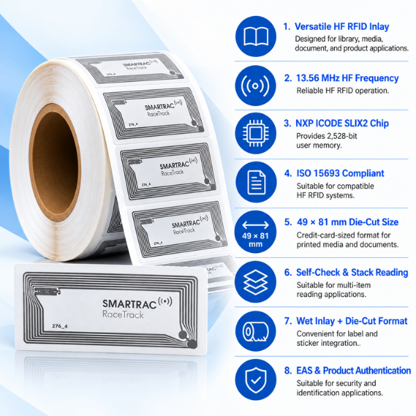 HF RFID Inlay | 49 × 81 mm |  13.56 MHz | NXP ICODE SLIX2 -For Product Tracking
