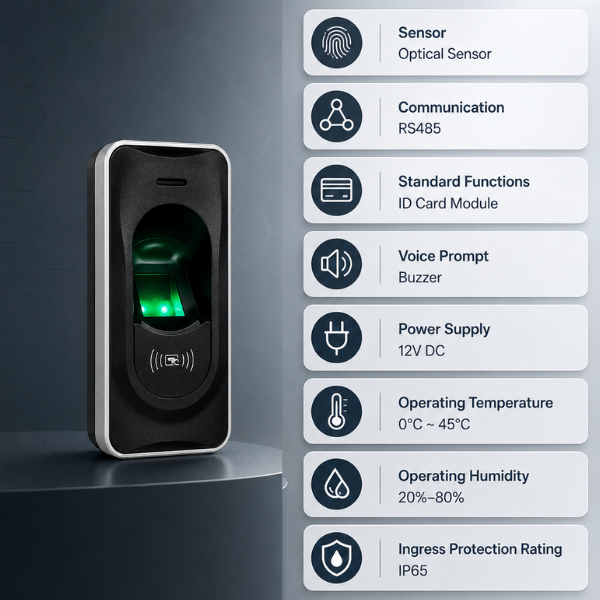 Fingerprint Exit Reader| FR1200| USB| Size:48x100x37 | Optical Sensor - Access Control System
