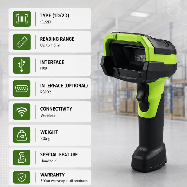 Zebra DS3608 Ultra-Rugged 1D/2D Wired Barcode Scanner | USB