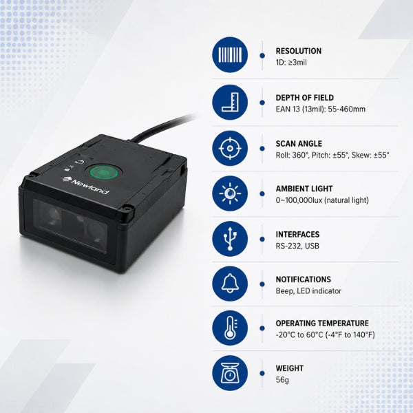 NLS-FM431 SR 1D & 2D Fixed Mount Barcode Scanner |USB