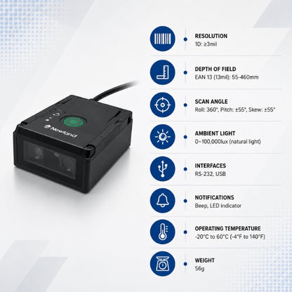 NLS-FM431 SR 1D & 2D Fixed Mount Barcode Scanner |USB
