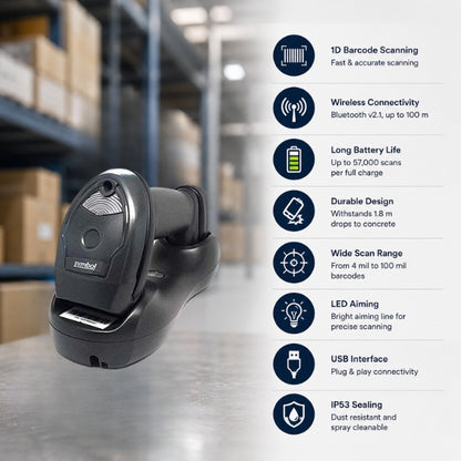 Zebra LI4278 1D Wireless Barcode Scanner | USB