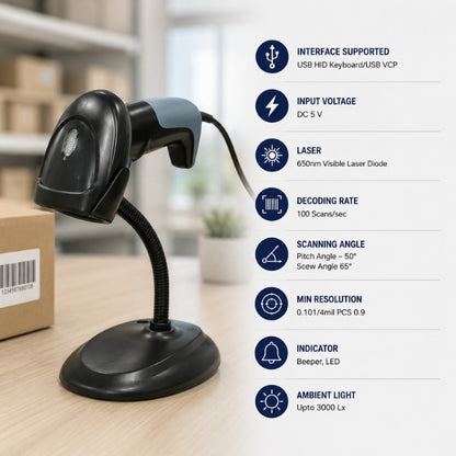 Wired Barcode Scanner |SRK 211 1D| USB