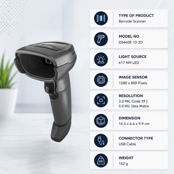 Zebra DS4608 1D & 2D Wired Barcode Scanner | USB