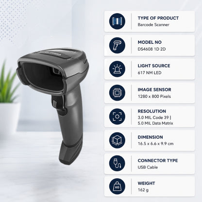 Zebra DS4608 1D & 2D Wired Barcode Scanner | USB