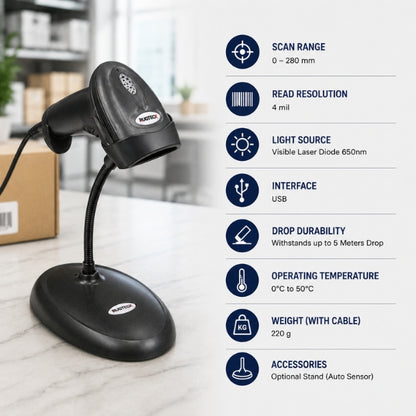 Rugtech LS-3000R 1D  Laser Barcode Scanner
