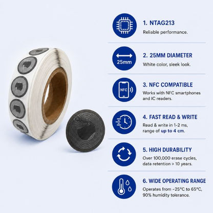 RFID HF NFC Anti-metal Round Sticker Tags 