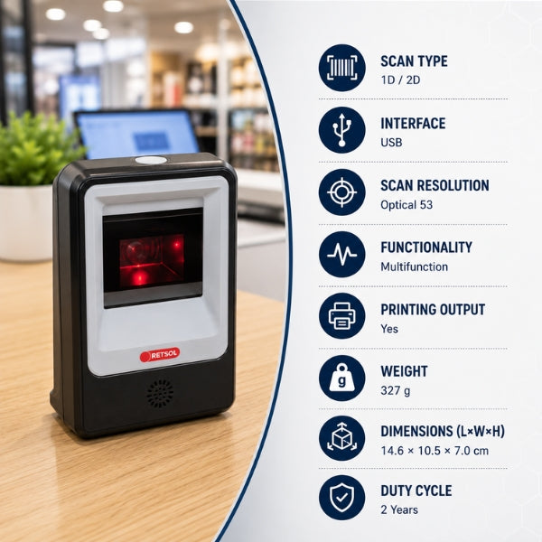 Retsol PD2000 Directional Tabletop Barcode Reader
