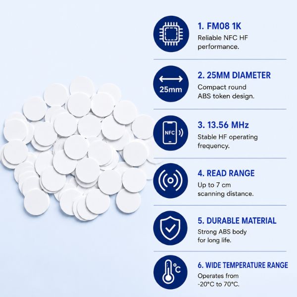 RFID NFC HF Token Round Tags