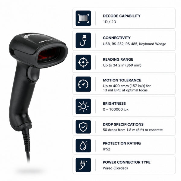 Honeywell XP1950g Wired Area-Imaging Handheld Barcode Scanne