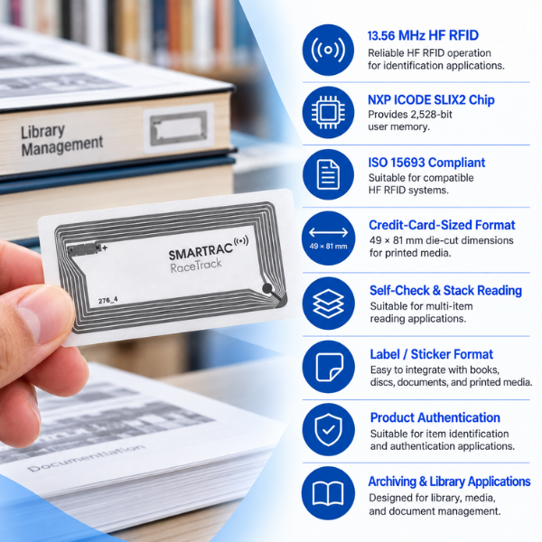HF RFID Label | 13.56 MHz | NXP ICODE Lite SLIX2 | 49 × 81 mm | ISO 15693