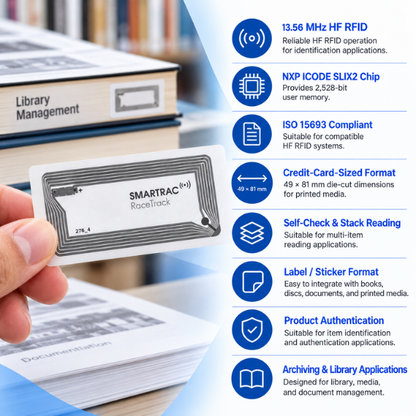 HF RFID Label | 13.56 MHz | NXP ICODE Lite SLIX2 | 49 × 81 mm | ISO 15693