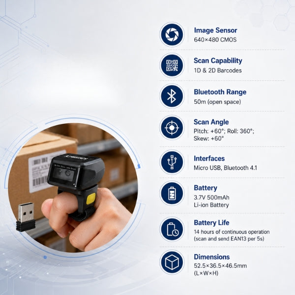Wireless Ring Barcode Scanner