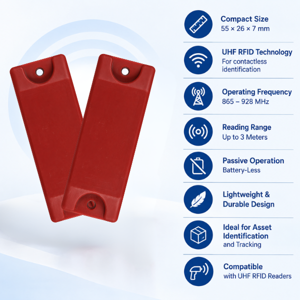 RFID UHF Tag | SRK-M55 | Read up to 3 Mtr | 865–928 MHz | Compact Asset Tracking Tag
