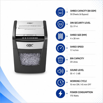 GBC 50X ShredMaster Cross-Cut Auto Feed Personal Paper Shredder 