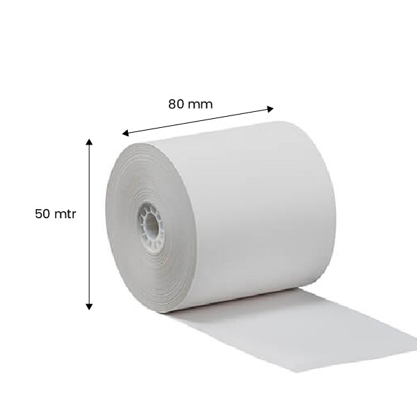 SRK Thermal Printer Rolls | Pack of 10 | 80mm x 50Mtr | 50 GSM
