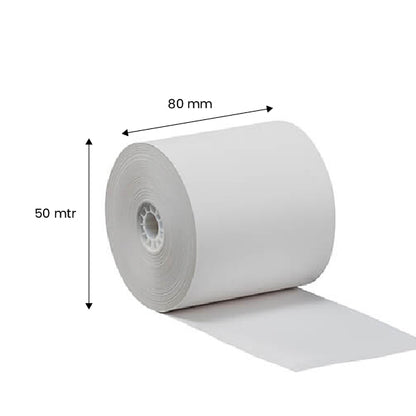 SRK Thermal Printer Rolls | Pack of 10 | 80mm x 50Mtr | 50 GSM
