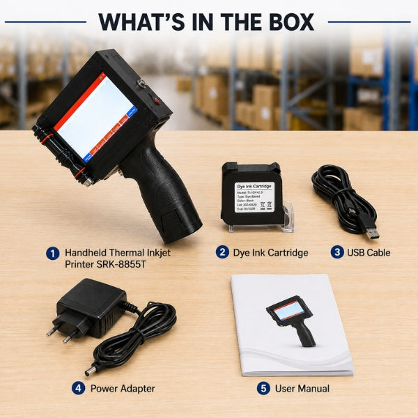 SRK-8855T Handheld Thermal Inkjet Printer with Dye ink Cartridge 