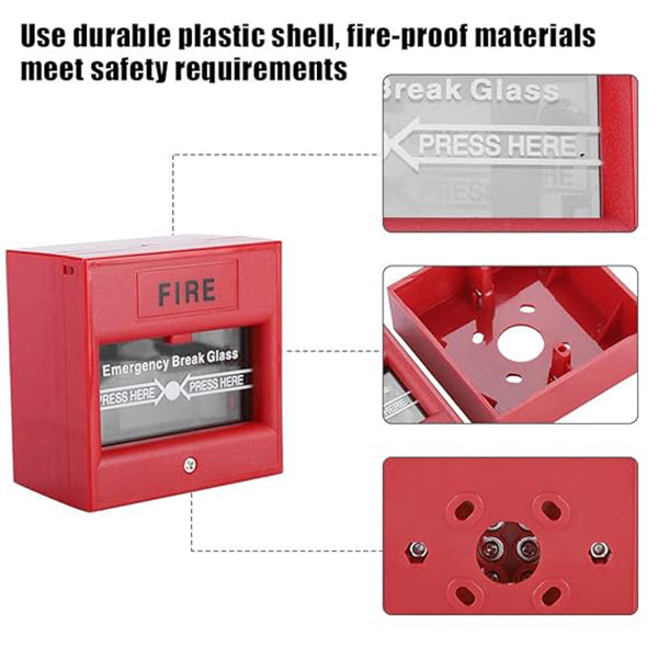 Emergency Break Glass Box | Fireproof Material |Size:10x10x10mm | Red Safety System