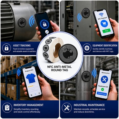 RFID HF NFC Anti-metal Round Sticker Tags 