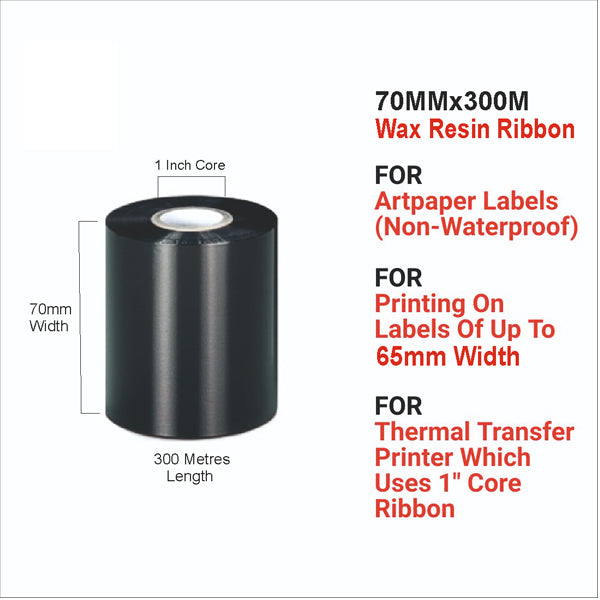 SRK Thermal Transfer Ribbons Wax Resin | 70mm X 300 mtr