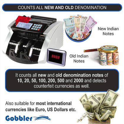 GOBBLER GB 7388 MV Business Grade Note Counting Machine with Fake Note Detection