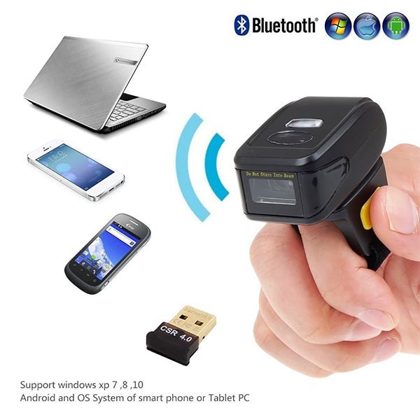 PS-5500B Wireless Ring Barcode Scanner |  1D and 2D Bluetooth Reader| USB+ Bluetooth