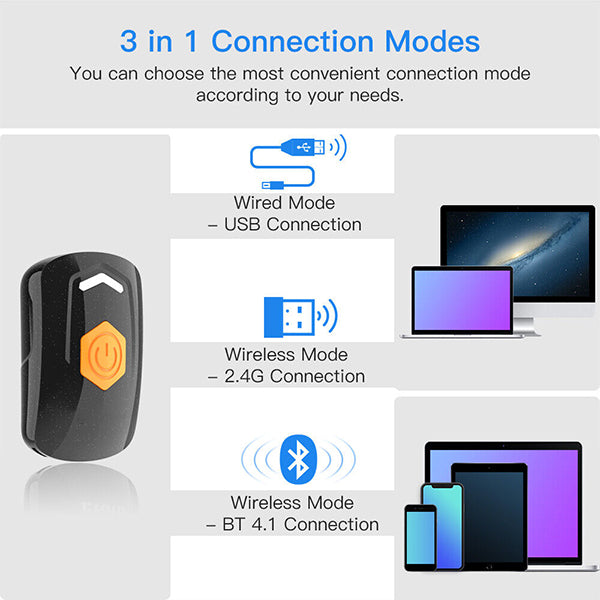 PS-5500B Wireless Pocket Bluetooth Scanner |  1D and 2D Barcode Reader| USB+ Bluetooth