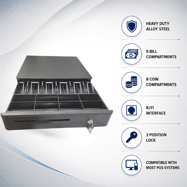 Cash Drawer |SRK-405G| 5 Bill & 8 Coin | Alloy Steel