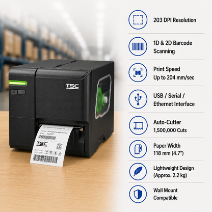 TSC ML241P Industrial Barcode Label Printer | 203 DPI | 118 mm | Direct Thermal