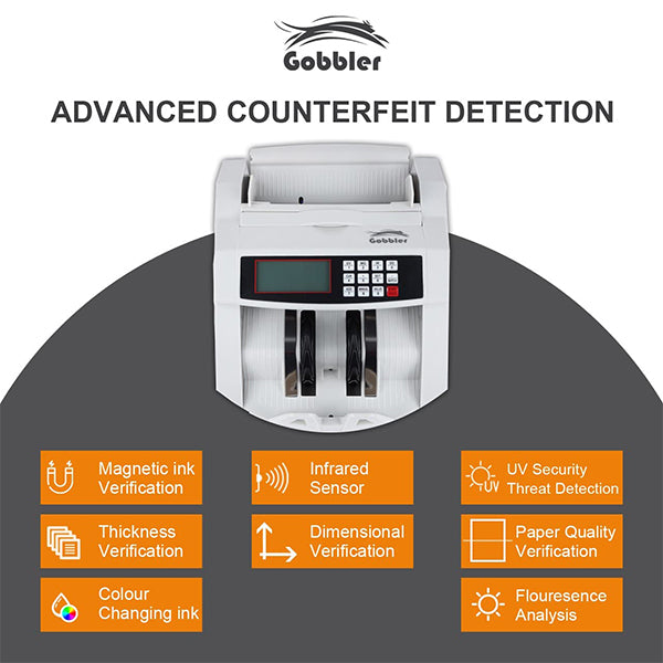 Gobbler GB-5388 Note Counting Machine with Fake Note Detection & Large LCD Display