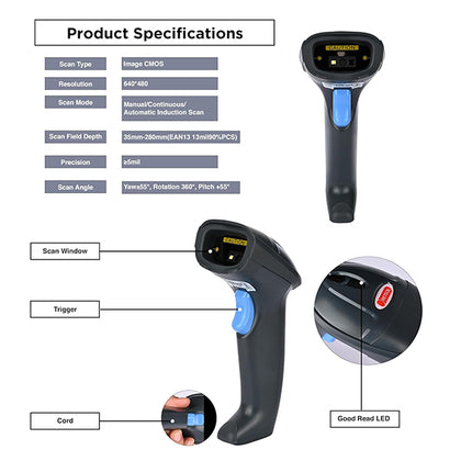 RETSOL D-1020 Handheld 1D/2D Barcode Scanner | USB