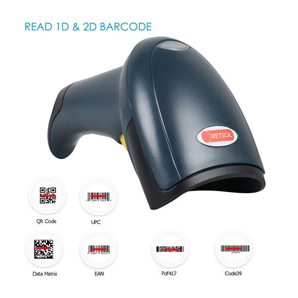Retsol D2060 Handheld Wired 2D Laser Barcode Scanner 
