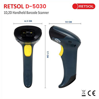 RETSOL D5030 1D/2D Wired Handheld Barcode Scanner