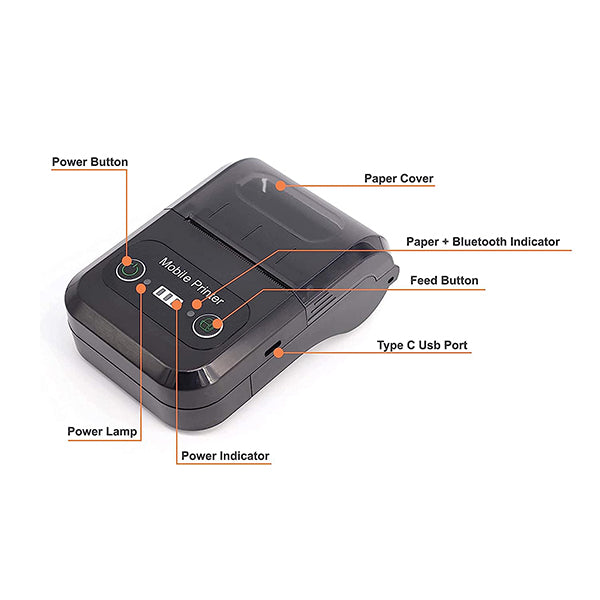 SRK-58B Direct Thermal Printer| Bluetooth | Android & IOS | 203 DPI