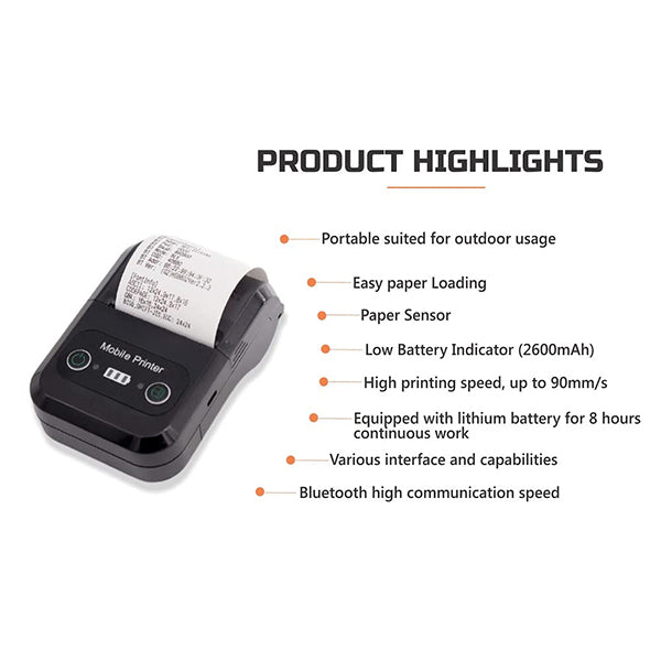 SRK-58B Direct Thermal Printer| Bluetooth | Android & IOS | 203 DPI