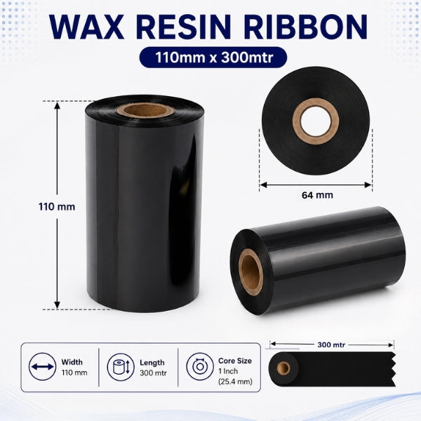 Scratch-proof Resin Wax Black Ribbon Tape
