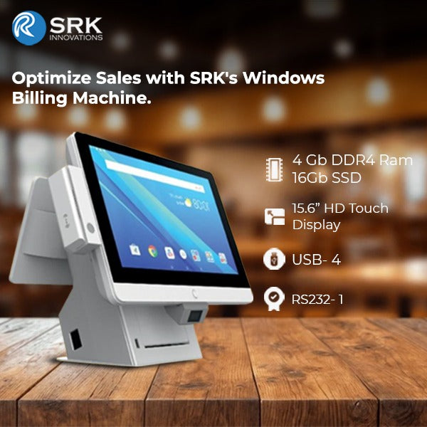 Android POS | SRK ADP415 |Android 11 | 15.6" Display & 11.6" Second Display | 4+16GB | 3inch inbuilt Printer | USB+LAN