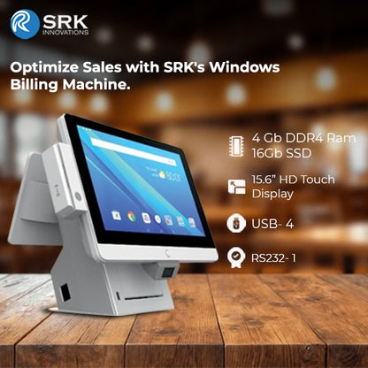 Android POS | SRK ADP415 |Android 11 | 15.6" Display & 11.6" Second Display | 4+16GB | 3inch inbuilt Printer | USB+LAN