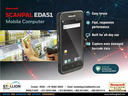 Honeywell EDA-51 2D Handheld Mobile Barcode Scanner | Android 10 | 3+32GB | 5" Display | NFC+13MP Camera | USB, Bluetooth | Upgraded to EDA-52