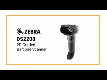 Zebra DS2208 Black Plastic USB Barcode Scanner 
