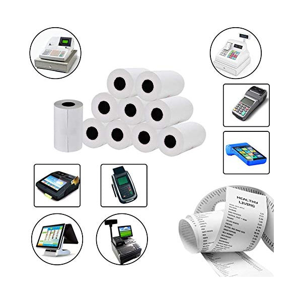 SRK Thermal Paper Roll | Pack of 10 | 57mm x 15Mtrs | 50 GSM