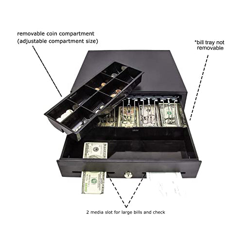 SRK514 POS Cash Drawer with 13 Slots (5 Note/8 Coin), Metal Body